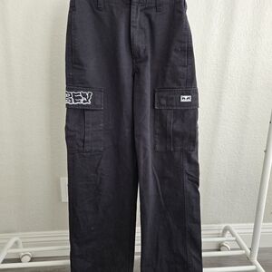 Obey Black Cargo Pants with Utility Design
